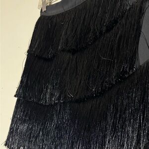 Black Fringe mini Skirt